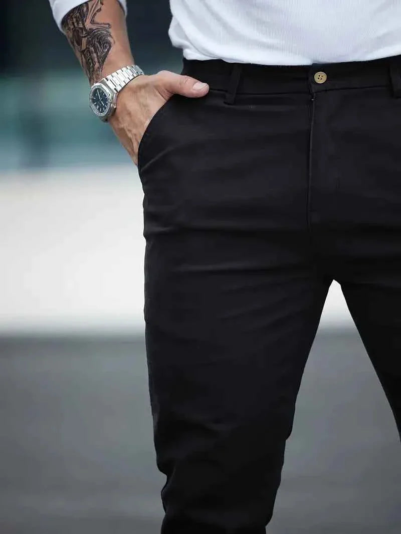 Gambluss Jet-Black Casual Cotton Pant - Gambluss Wardrobe