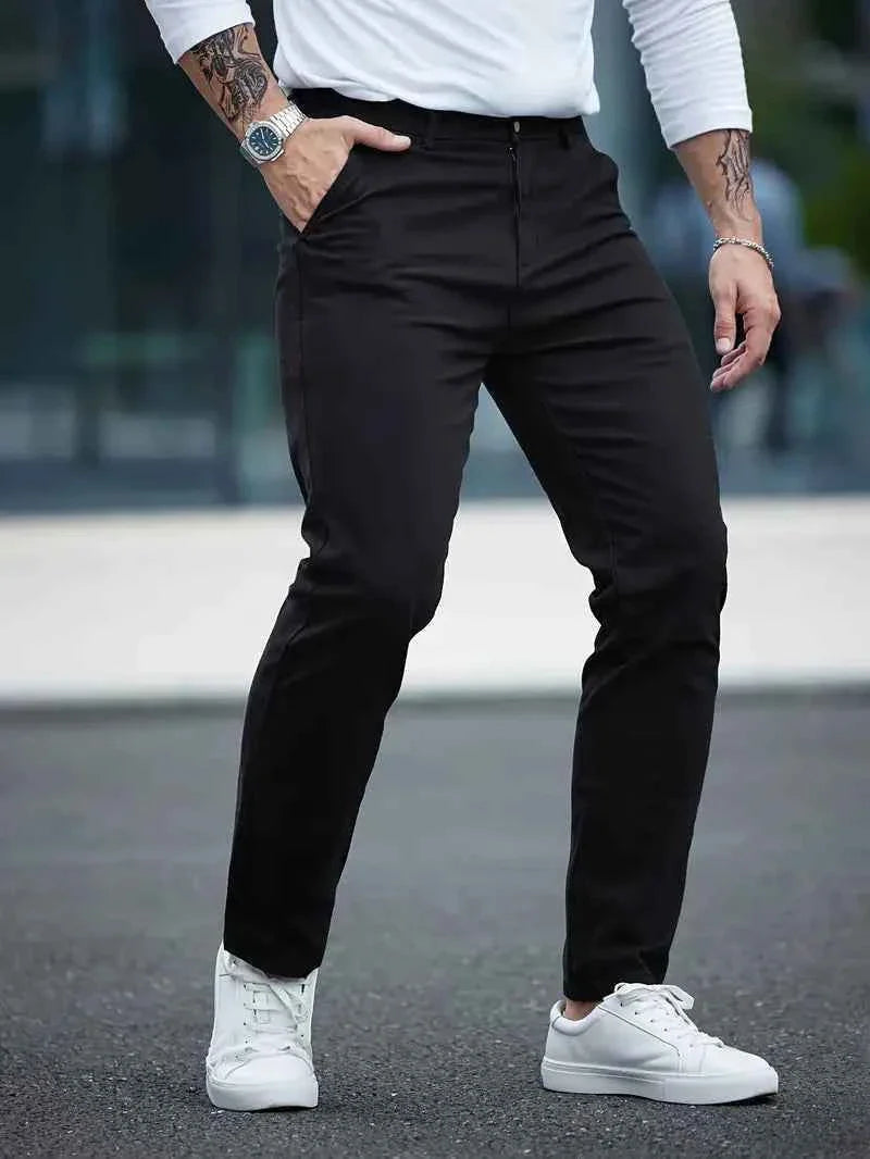 Gambluss Jet-Black Casual Cotton Pant - Gambluss Wardrobe