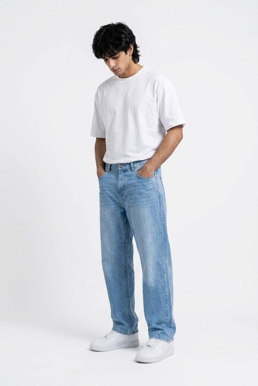 Gambluss Essential Relaxed-Fit Light Blue Denim Pant | Premium Men's Jeans