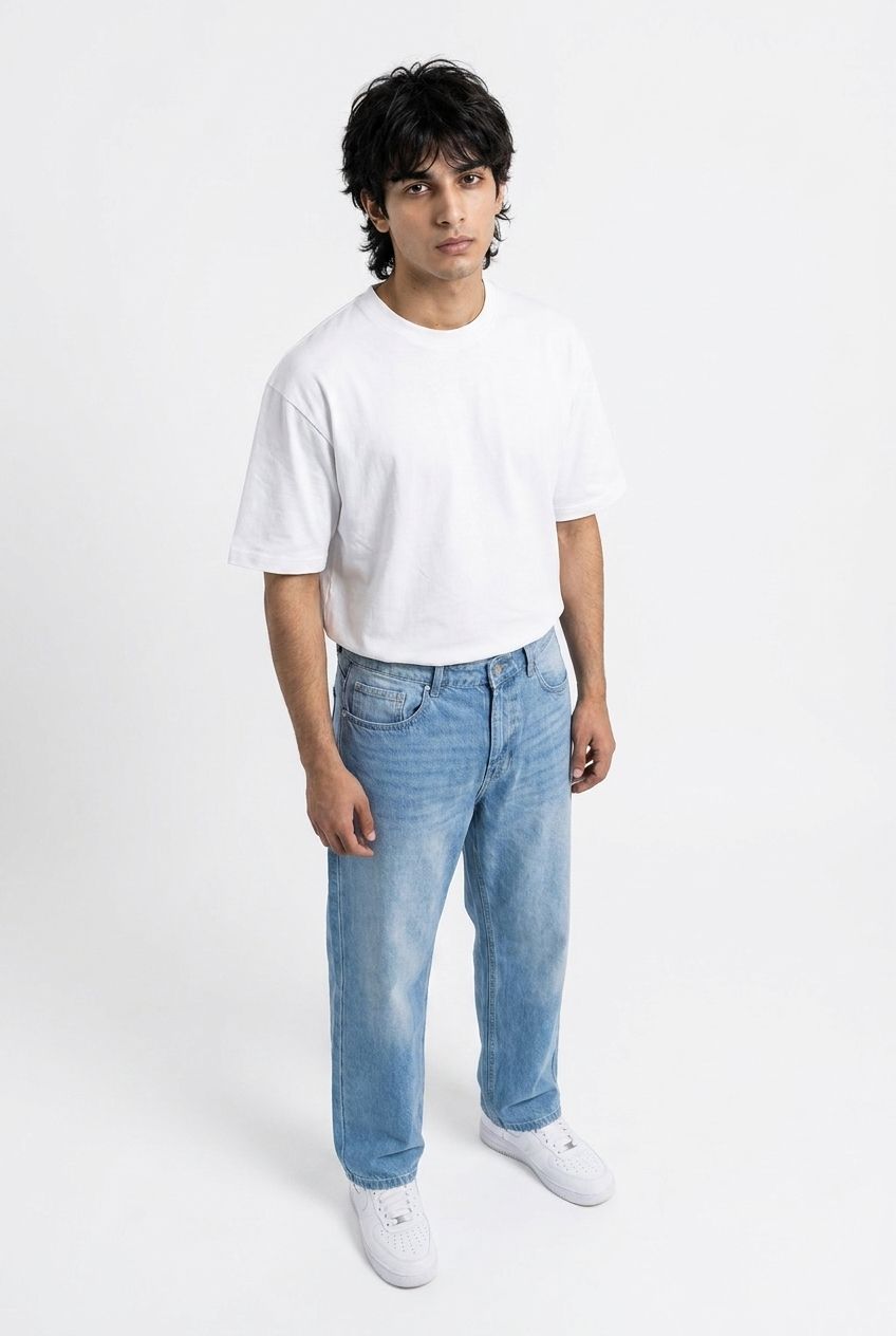 Gambluss Essential Relaxed-Fit Light Blue Denim Pant | Premium Men's Jeans