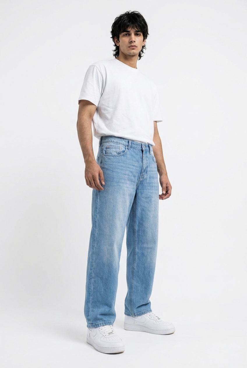 Gambluss Essential Relaxed-Fit Light Blue Denim Pant | Premium Men's Jeans