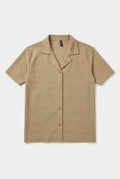 Gambluss Peanut Brown Textured Cuban Collar Shirt | Premium Men's Stretch Half Sleeve Shirt