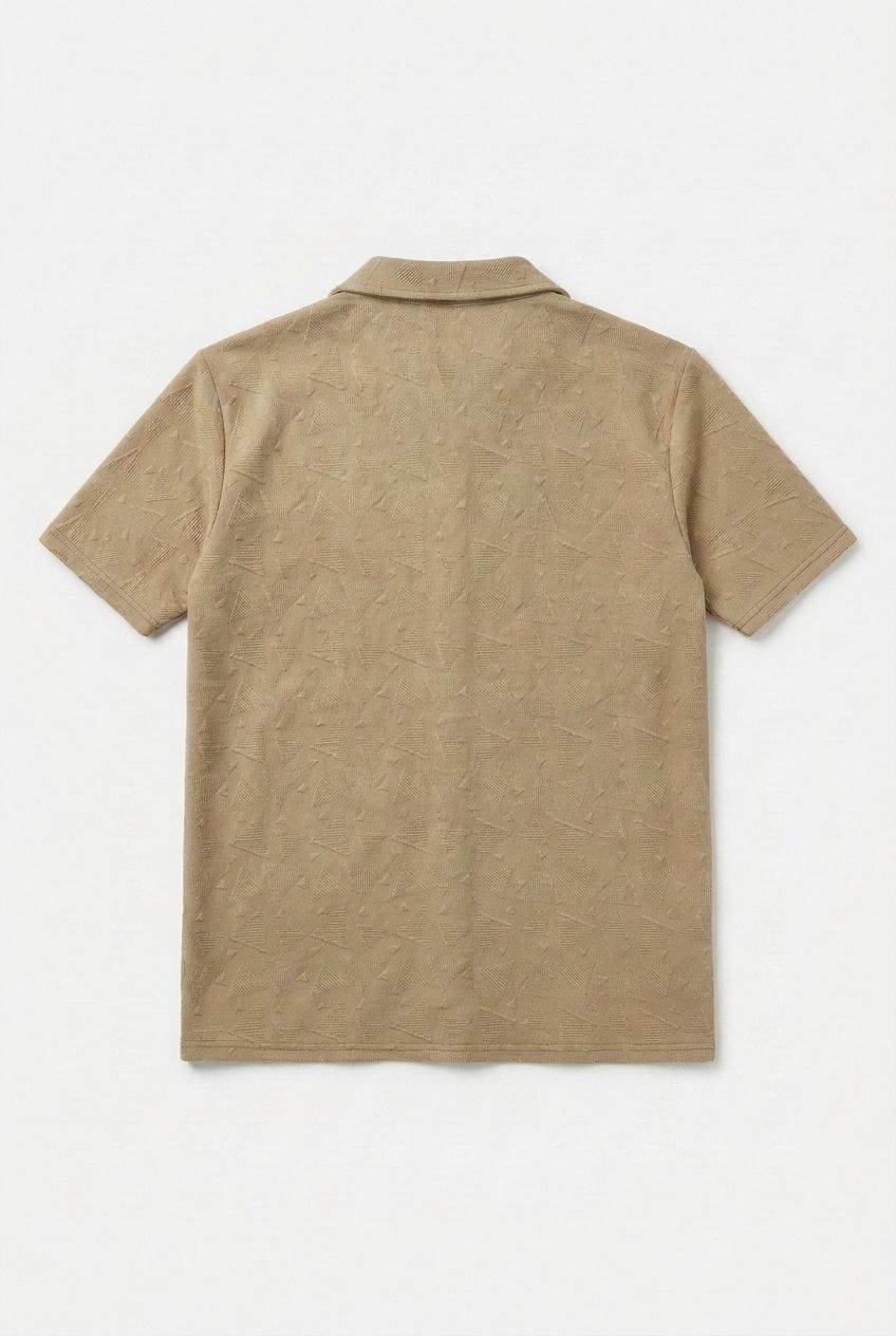 Gambluss Peanut Brown Textured Cuban Collar Shirt | Premium Men's Stretch Half Sleeve Shirt
