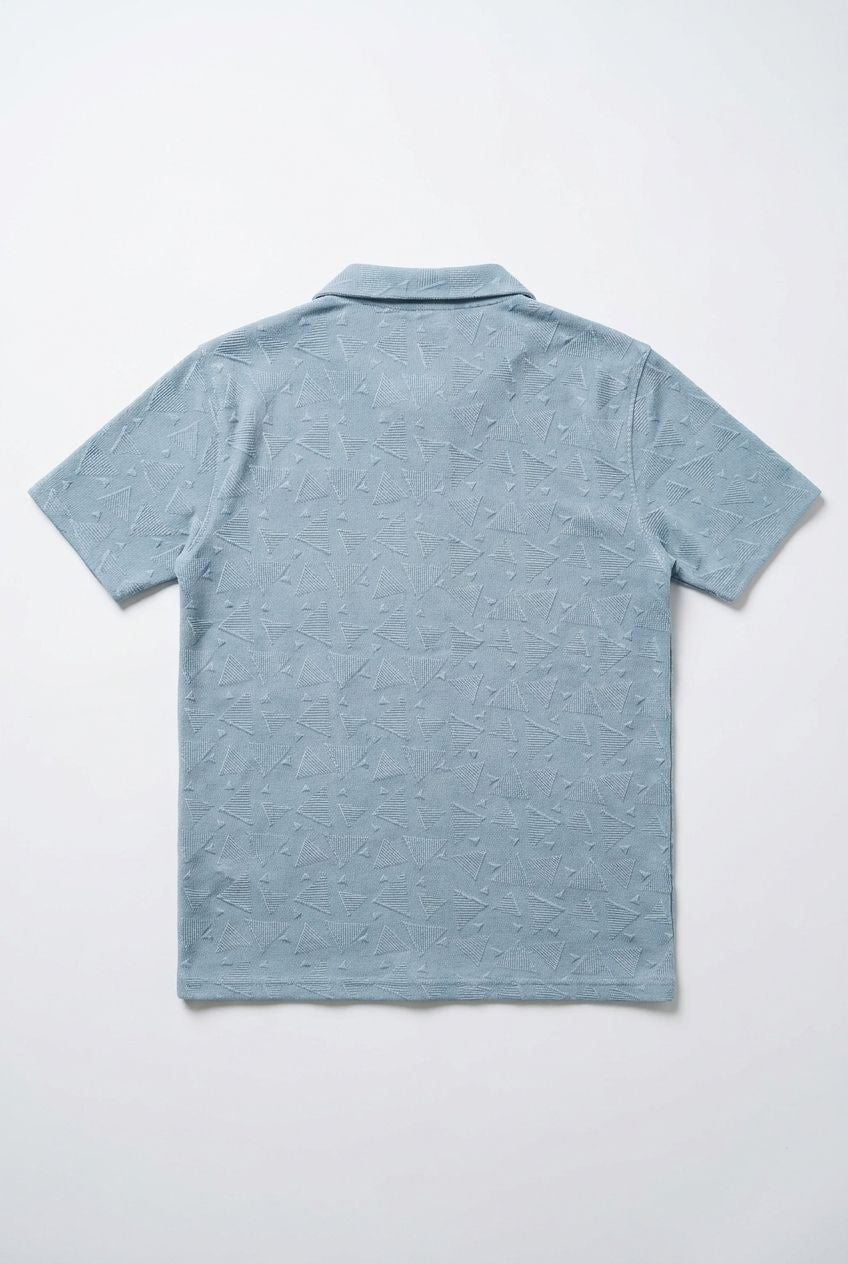 Gambluss Slate Grey Textured Cuban Collar Shirt | Premium Men's Stretch Half Sleeve Shirt