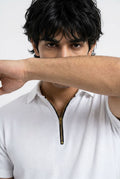 Gambluss Thermal Zipper Polo Shirt -White