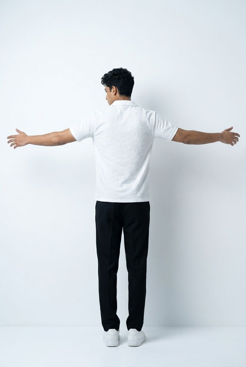 Gambluss White Textured Cuban Collar Shirt | Premium Men's Stretch Half Sleeve Shirt