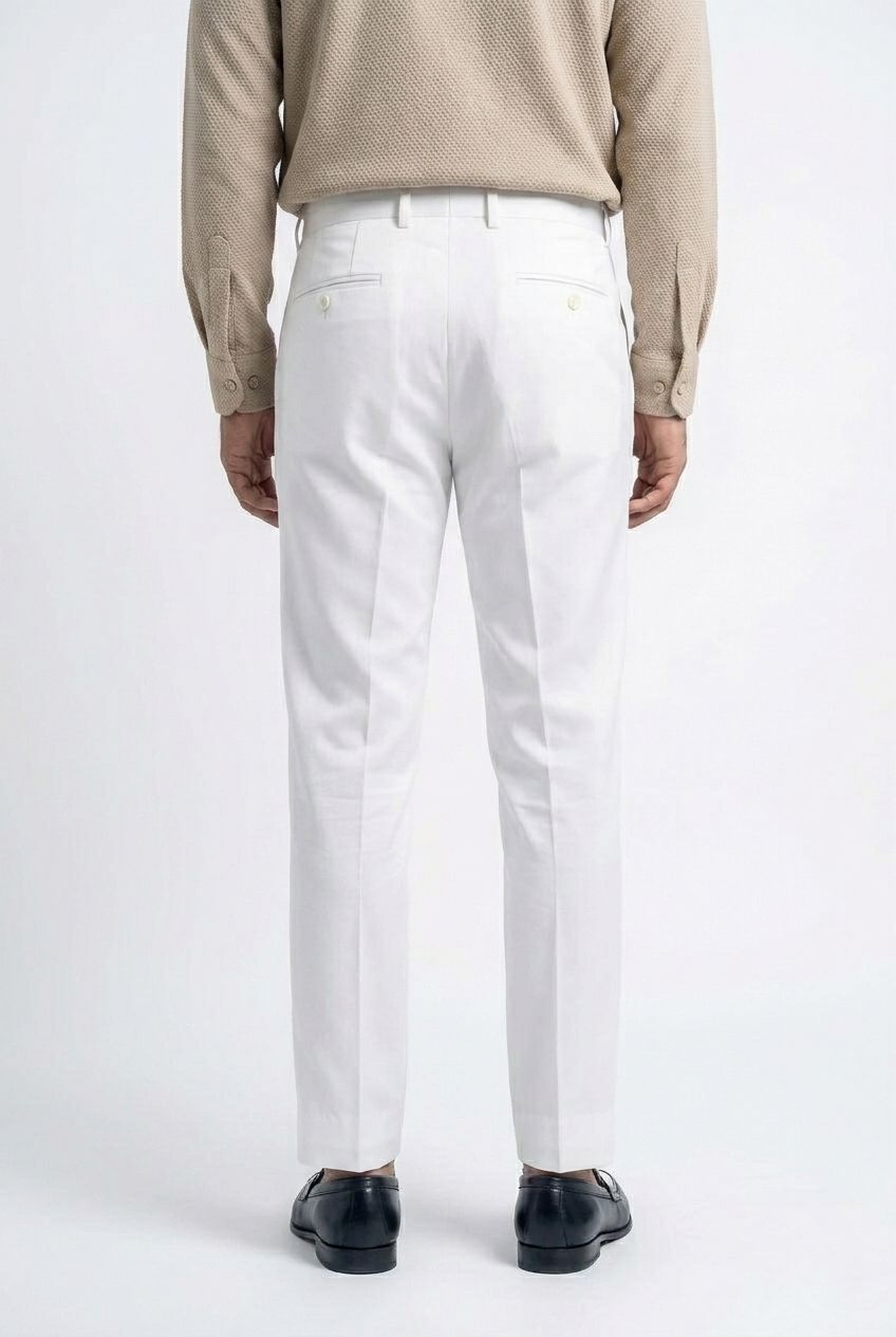 Gambluss White Tuxedo Dress Pants – Premium Formal Fit for Men