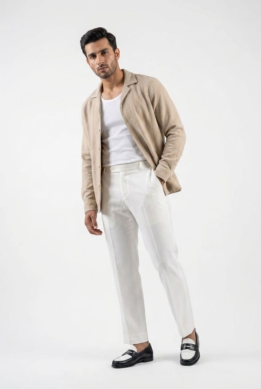 Gambluss White Tuxedo Dress Pants – Premium Formal Fit for Men