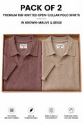 Gambluss Knitted Cotton Textured Brown & beige | Bundle of 2