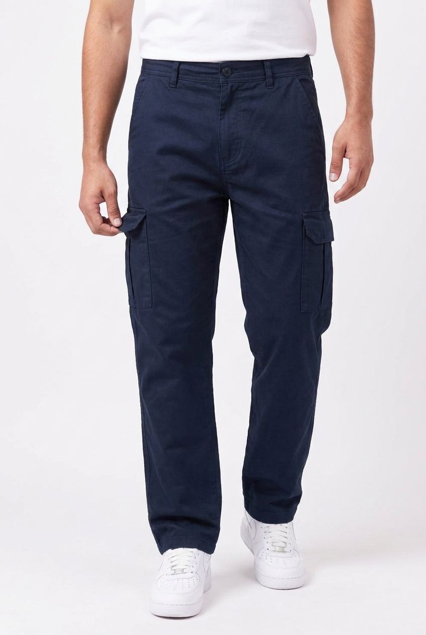 Relaxed Fit Baby Canvas Cotton Cargo Pant – Navy