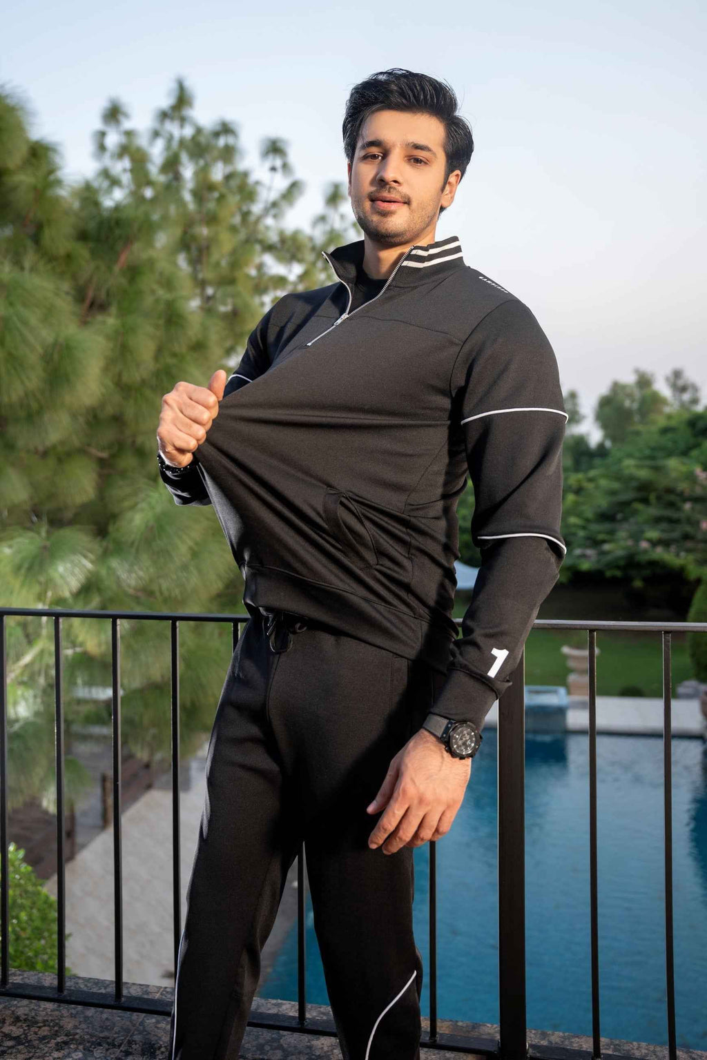 Black Velocity Tracksuit | Imported Scuba Fabric 4-Way Stretch – Gambluss - Gambluss Wardrobe