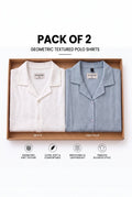 Pack Of Two Cuban Collar Textured Polos white - grey (textured)